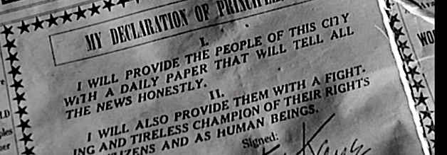 Da ist der journalistische Kompass noch in Ordnung: Charles Foster Kane erklärt auf der Titelseite des New York Inquirer seine zwei Kern-Prinzipien.